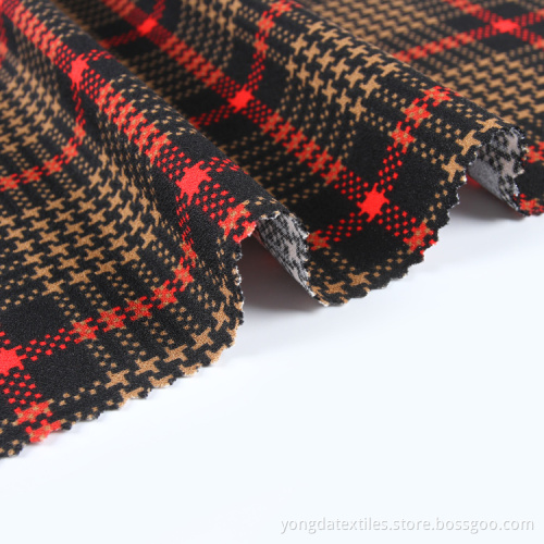 Gingham 97% Polyester 3% Elastane Scuba Textile Fabric